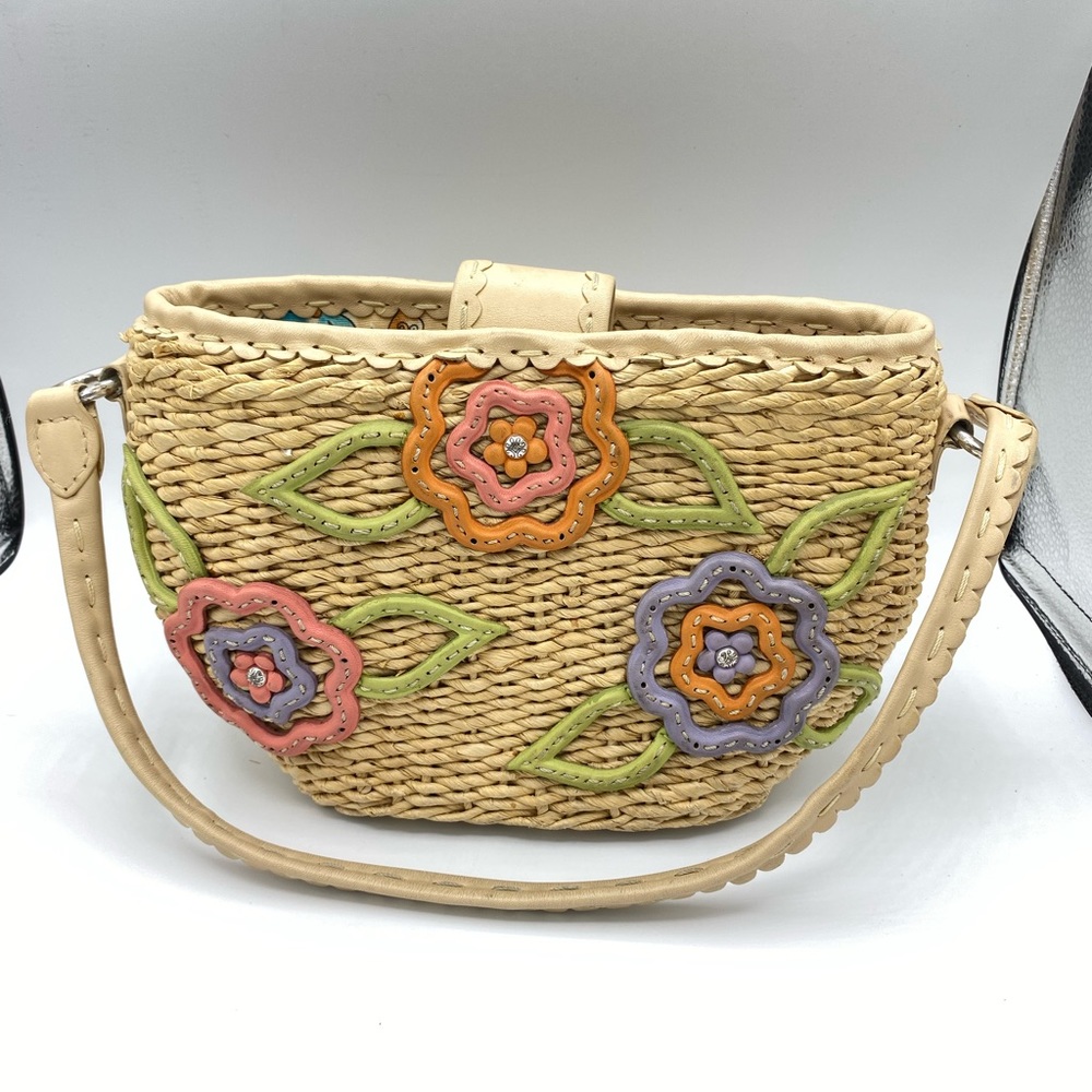 Brighton straw shoulder bag purse tote pouch